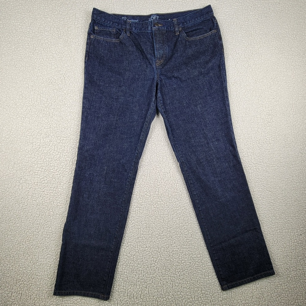 Loft Boyfriend Jeans Women’s Size 12 Blue Stretch Dark Wash Denim